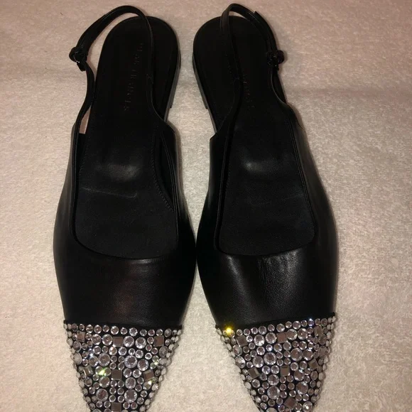 Dear Frances Tia black crystal black slingback flats 41=11